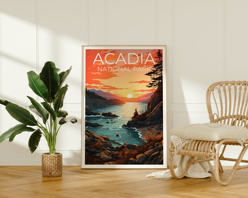 Acadia Travel Poster, Maine Art, Maine Print, Acadia Poster, Maine Poster, Nature Poster, Acadia Art
