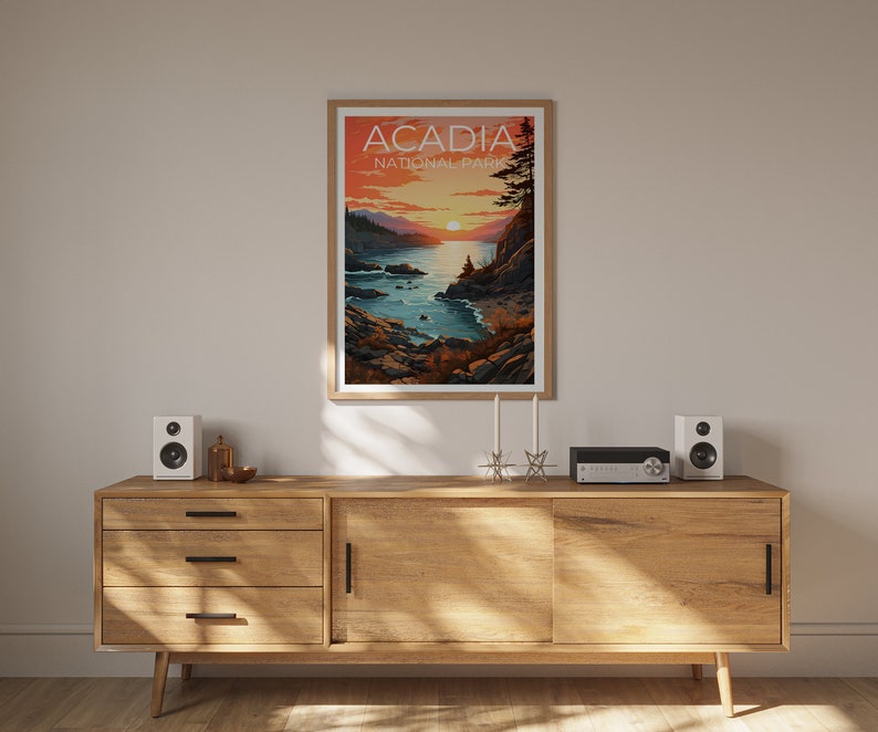 Acadia Travel Poster, Maine Art, Maine Print, Acadia Poster, Maine Poster, Nature Poster, Acadia Art