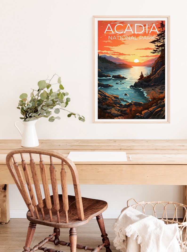 Acadia Travel Poster, Maine Art, Maine Print, Acadia Poster, Maine Poster, Nature Poster, Acadia Art