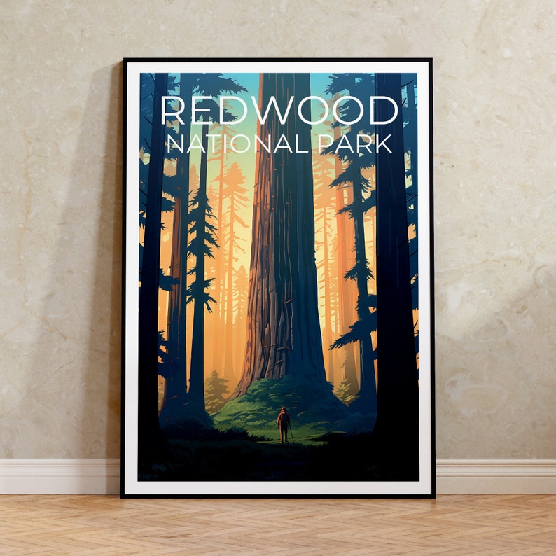 Redwood National Park Poster, California Wall Art, California Print, Redwood Poster, Tree Poster, Redwood Print