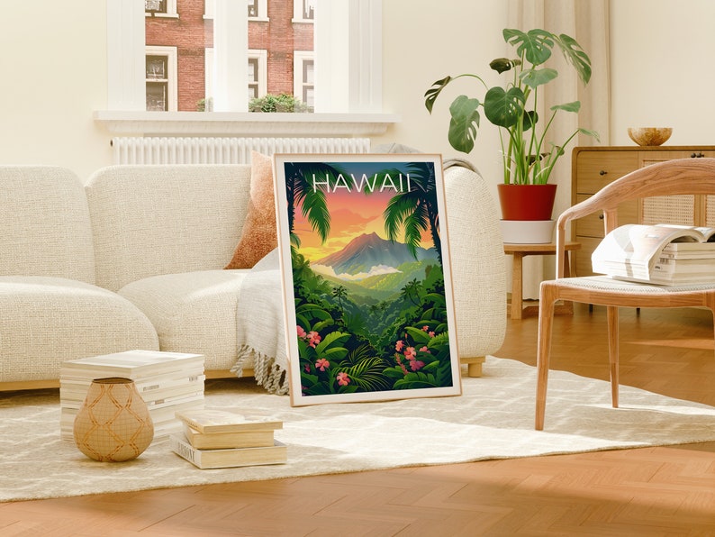 Hawaii Poster, Hawaii Print, Tropical Island Poster, Island Print, Hawaii Travel Poster, Hiking Poster, Hawaii Art
