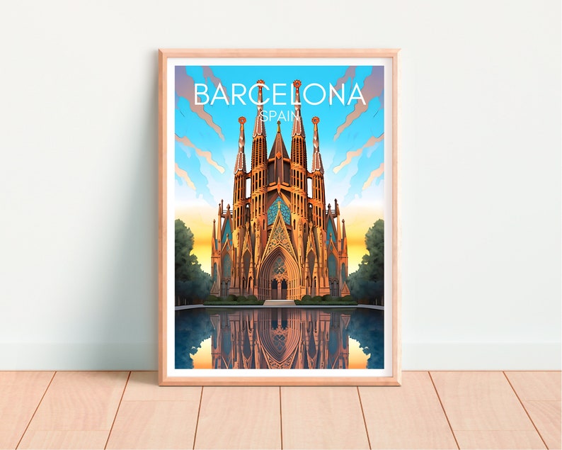 Barcelona Travel Poster, Spain Wall Art, Sagrada Família Print, Barcelona Poster, Sagrada Família Poster, City Poster