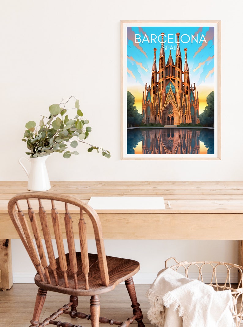 Barcelona Travel Poster, Spain Wall Art, Sagrada Família Print, Barcelona Poster, Sagrada Família Poster, City Poster