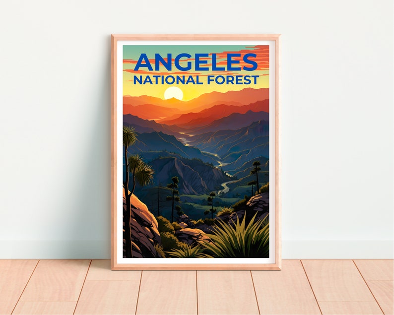Angeles National Forest Travel Poster, California Wall Art, California Print, Angeles National Forest Poster, California Poster, Travel Gift