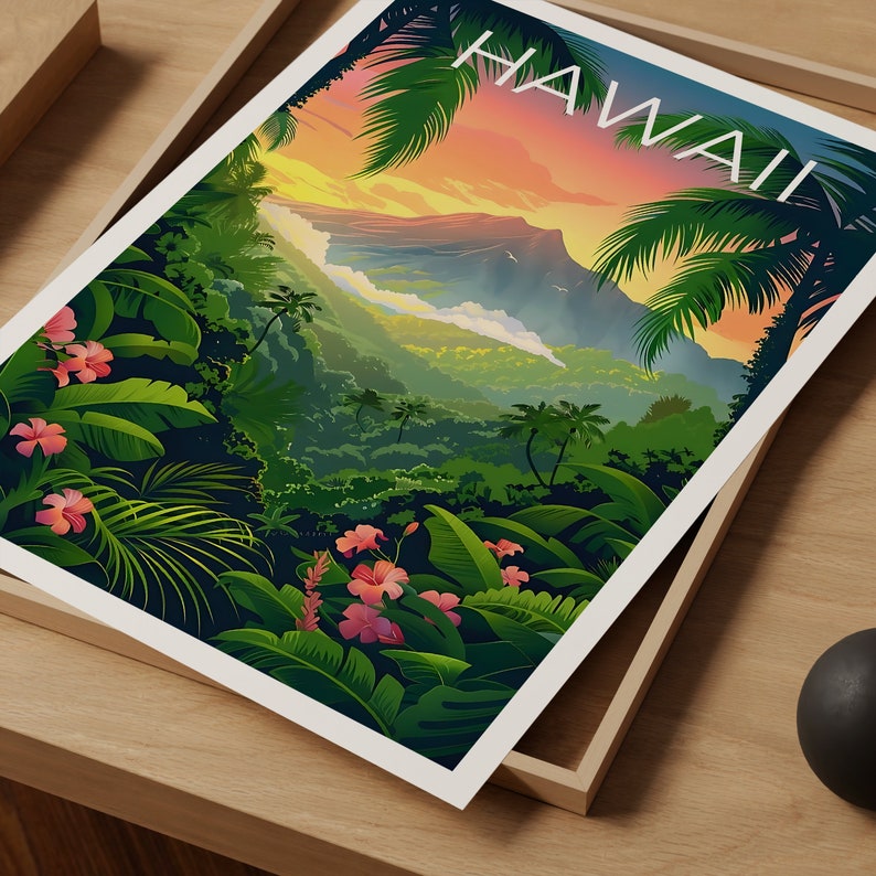 Hawaii Poster, Hawaii Print, Tropical Island Poster, Island Print, Hawaii Travel Poster, Hiking Poster, Hawaii Art
