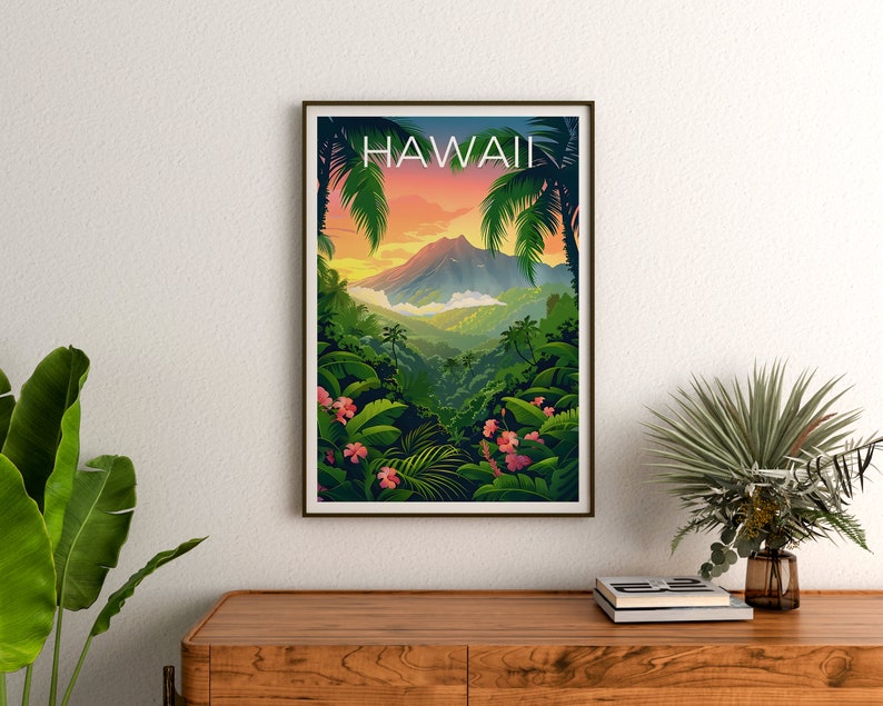 Hawaii Poster, Hawaii Print, Tropical Island Poster, Island Print, Hawaii Travel Poster, Hiking Poster, Hawaii Art