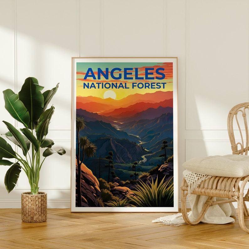 Angeles National Forest Travel Poster, California Wall Art, California Print, Angeles National Forest Poster, California Poster, Travel Gift