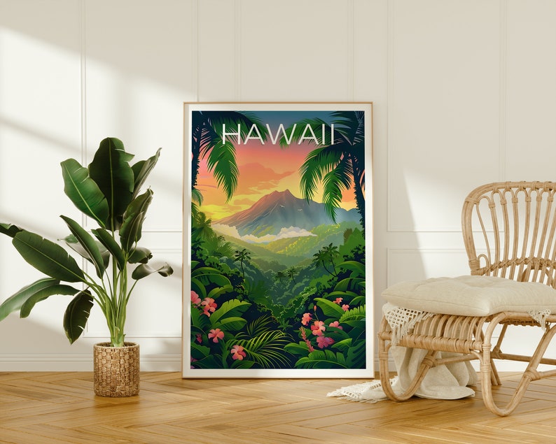 Hawaii Poster, Hawaii Print, Tropical Island Poster, Island Print, Hawaii Travel Poster, Hiking Poster, Hawaii Art