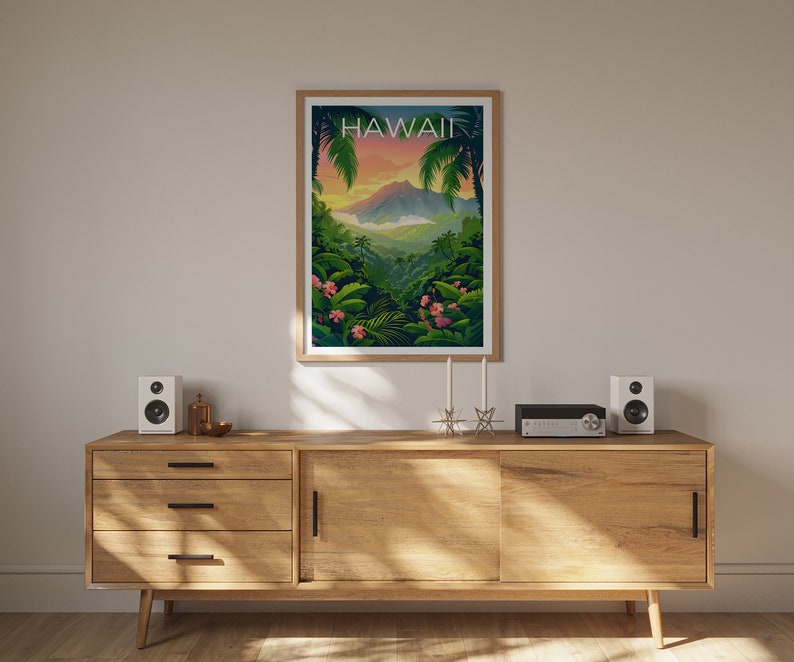 Hawaii Poster, Hawaii Print, Tropical Island Poster, Island Print, Hawaii Travel Poster, Hiking Poster, Hawaii Art