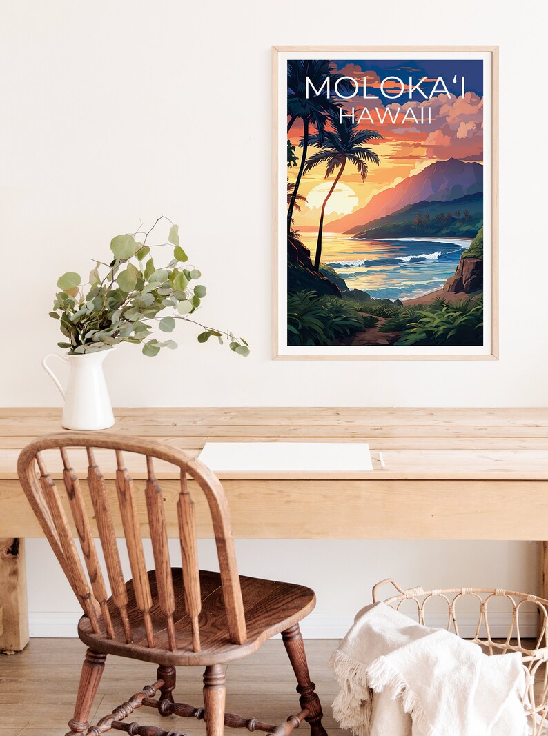 Moloka‘i Travel Poster, Hawaii Wall Art, Hawaii Print, Moloka‘i Poster, Hawaii Poster, Molokai Poster, Moloka‘i Art, Moloka‘i Print