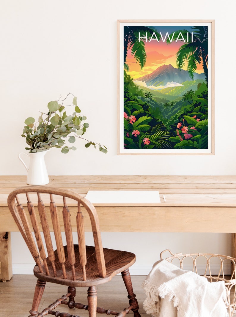 Hawaii Poster, Hawaii Print, Tropical Island Poster, Island Print, Hawaii Travel Poster, Hiking Poster, Hawaii Art