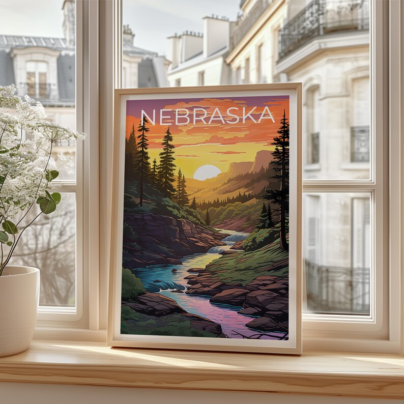 Nebraska Poster, Nebraska National Forest Print, Mountain Poster, Forest Print, Outdoor Nature Travel Poster, Forest Poster, Nebraska Art