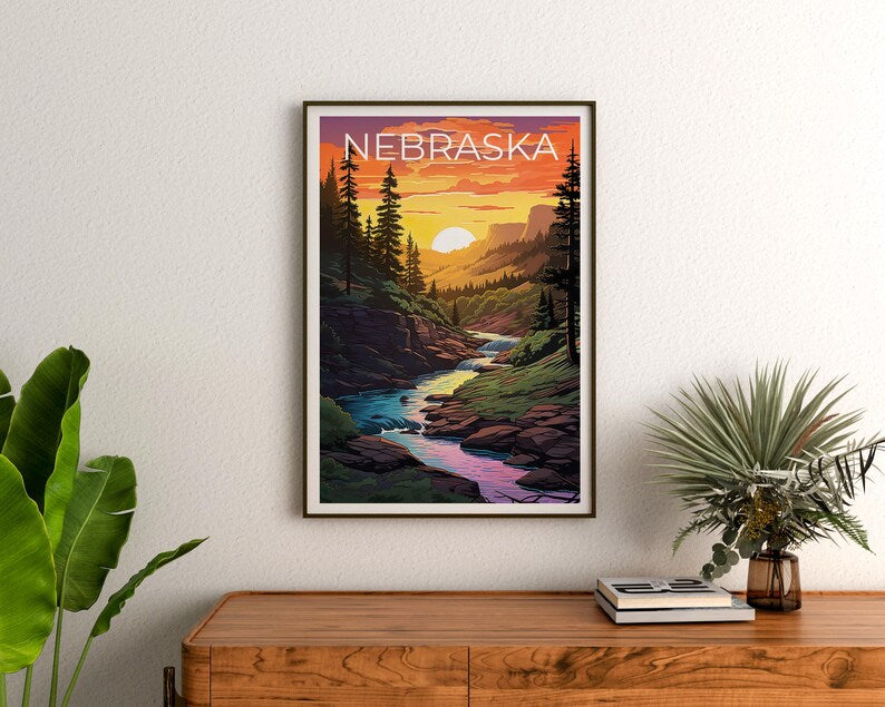 Nebraska Poster, Nebraska National Forest Print, Mountain Poster, Forest Print, Outdoor Nature Travel Poster, Forest Poster, Nebraska Art