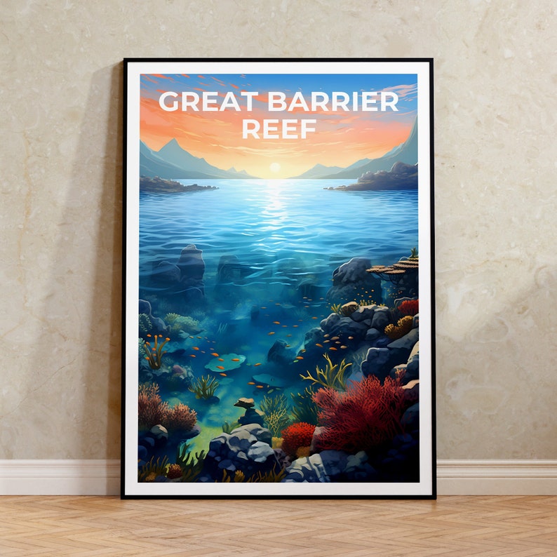 Great Barrier Reef Poster, Coral Reef Wall Art, Nature Print, Great Barrier Reef Poster, Australia Poster, Nature Poster
