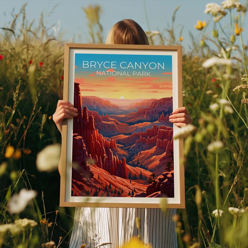 Bryce Canyon National Park Travel Print Utah Poster Desert Wall Art Hiking Illustration Bryce Canyon Poster Home Decor Birthday Gift