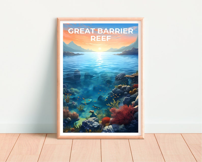 Great Barrier Reef Poster, Coral Reef Wall Art, Nature Print, Great Barrier Reef Poster, Australia Poster, Nature Poster