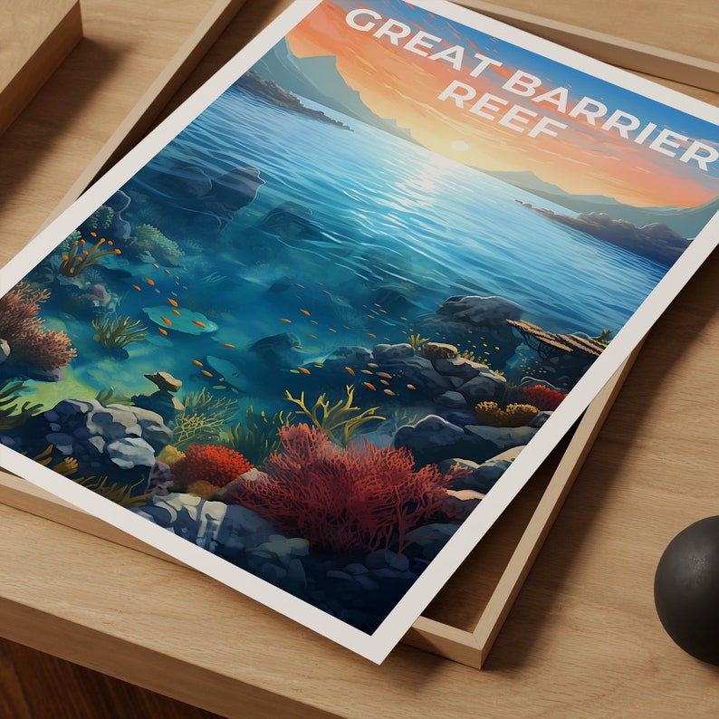 Great Barrier Reef Poster, Coral Reef Wall Art, Nature Print, Great Barrier Reef Poster, Australia Poster, Nature Poster