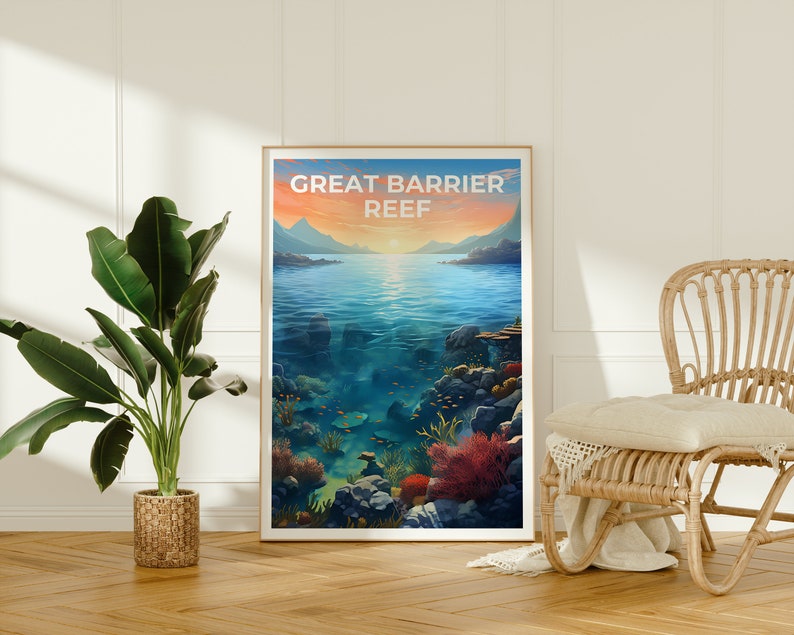 Great Barrier Reef Poster, Coral Reef Wall Art, Nature Print, Great Barrier Reef Poster, Australia Poster, Nature Poster