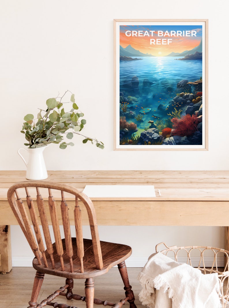 Great Barrier Reef Poster, Coral Reef Wall Art, Nature Print, Great Barrier Reef Poster, Australia Poster, Nature Poster