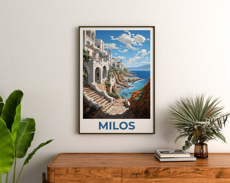 Milos Travel Poster, Greece Wall Art, Greece Print, Milos Poster, Greece Poster, Greek Islands Poster, Milos Art