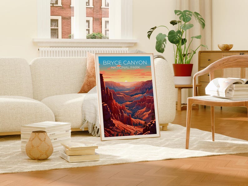 Bryce Canyon National Park Travel Print Utah Poster Desert Wall Art Hiking Illustration Bryce Canyon Poster Home Decor Birthday Gift