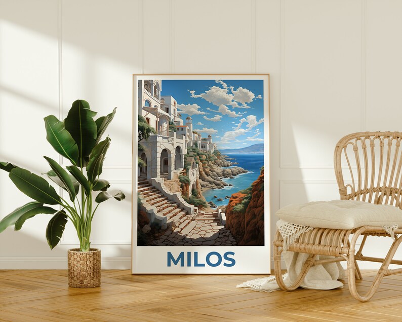 Milos Travel Poster, Greece Wall Art, Greece Print, Milos Poster, Greece Poster, Greek Islands Poster, Milos Art