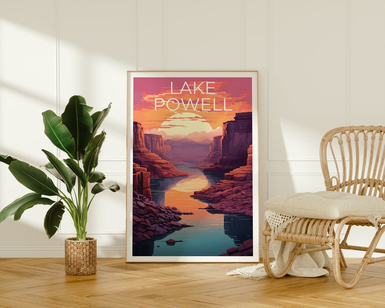 Lake Powell Travel Poster, Arizona Wall Art, Arizona Print, Utah Poster, Lake Powell Poster, Arizona Poster, Lake Powell Print