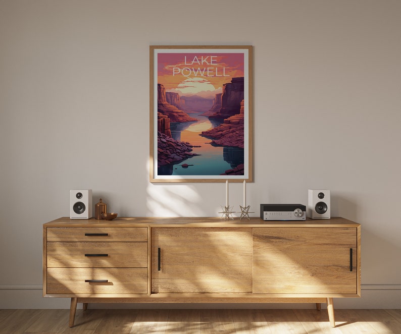 Lake Powell Travel Poster, Arizona Wall Art, Arizona Print, Utah Poster, Lake Powell Poster, Arizona Poster, Lake Powell Print