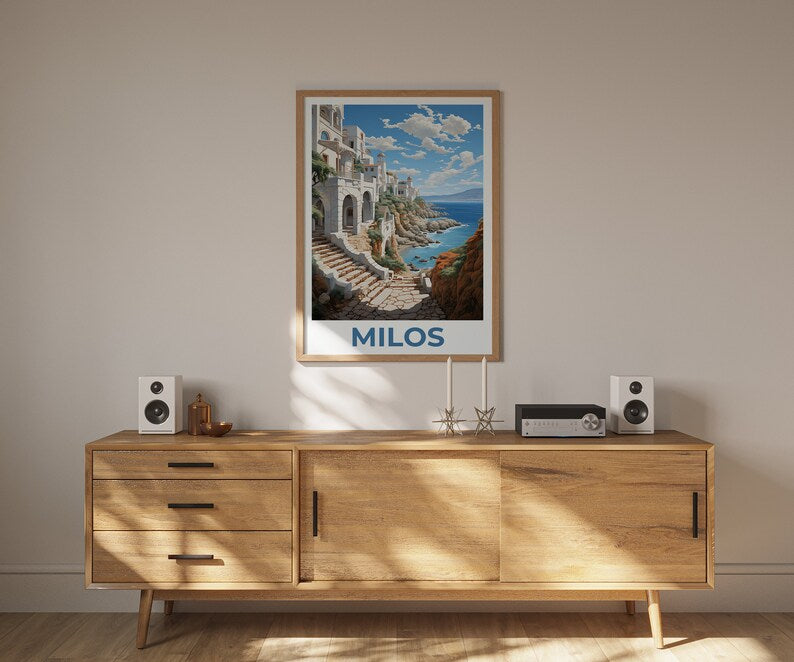 Milos Travel Poster, Greece Wall Art, Greece Print, Milos Poster, Greece Poster, Greek Islands Poster, Milos Art