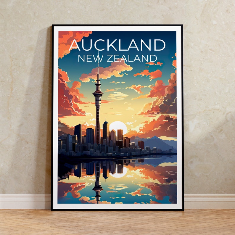 Auckland Travel Poster, New Zealand Wall Art, New Zealand Print, Auckland Poster, New Zealand Poster, Sky Tower Poster, Auckland Print