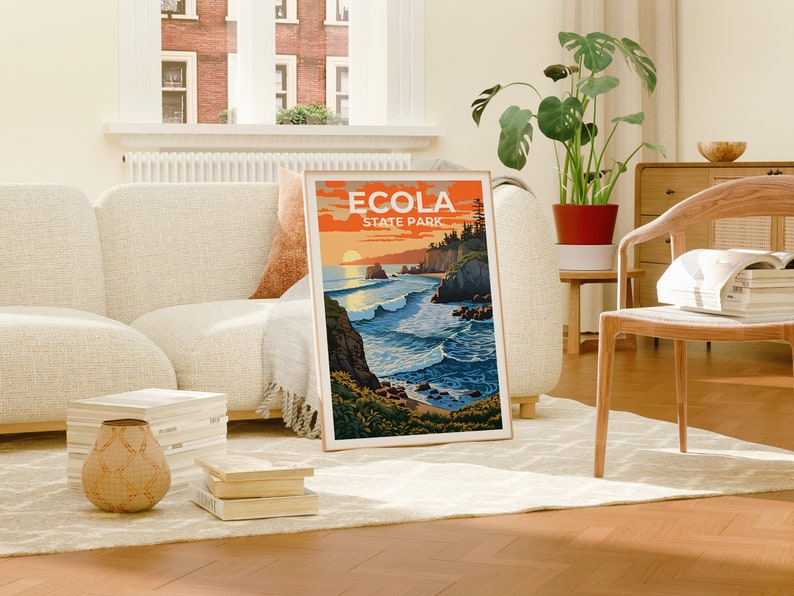Ecola State Park Travel Poster, Oregon Wall Art, Oregon Print, Ecola State Park Poster, Oregon Poster, Nature Poster