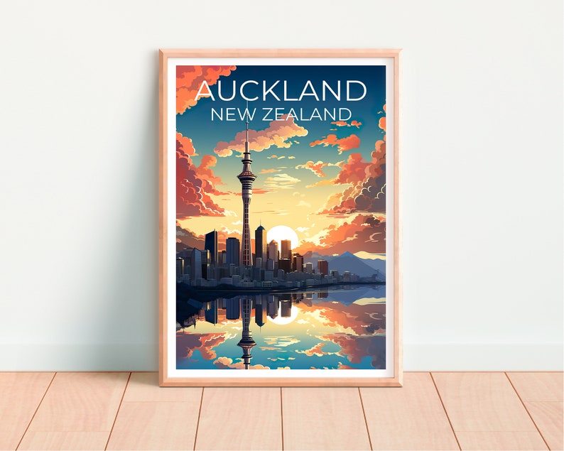 Auckland Travel Poster, New Zealand Wall Art, New Zealand Print, Auckland Poster, New Zealand Poster, Sky Tower Poster, Auckland Print