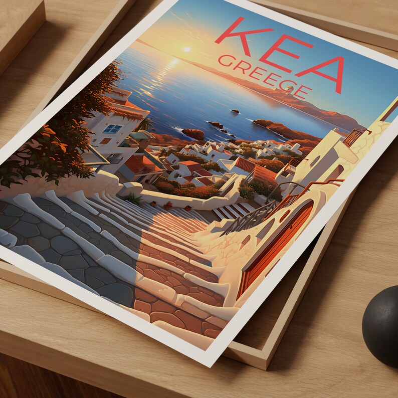 Kea Travel Poster, Greece Wall Art, Greece Print, Kea Poster, Greece Poster, Greek Island Poster, Kea Art