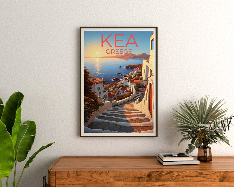 Kea Travel Poster, Greece Wall Art, Greece Print, Kea Poster, Greece Poster, Greek Island Poster, Kea Art