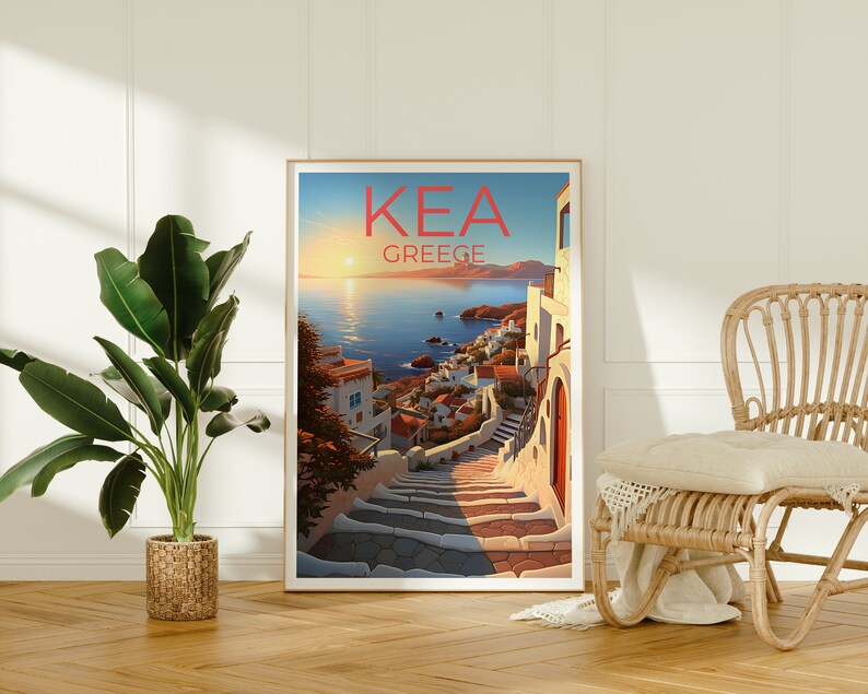 Kea Travel Poster, Greece Wall Art, Greece Print, Kea Poster, Greece Poster, Greek Island Poster, Kea Art