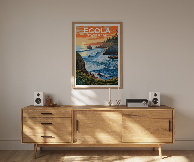 Ecola State Park Travel Poster, Oregon Wall Art, Oregon Print, Ecola State Park Poster, Oregon Poster, Nature Poster