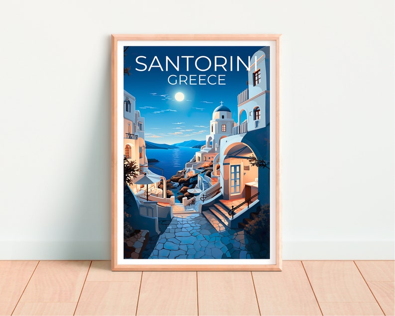 Santorini Travel Poster, Greece Wall Art, Greece Print, Santorini Poster, Greece Poster, Santorini Print, Greek Islands Poster
