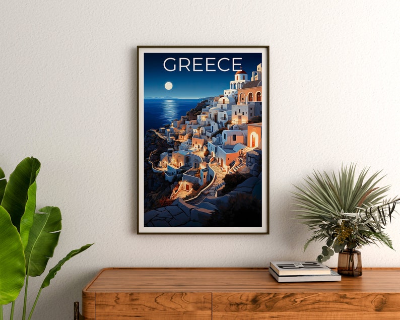 Santorini Travel Poster, Greece Wall Art, Greece Print, Santorini Poster, Greece Poster, Santorini Print, Greek Islands Poster