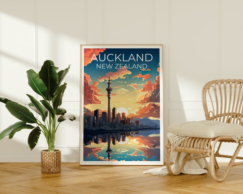 Auckland Travel Poster, New Zealand Wall Art, New Zealand Print, Auckland Poster, New Zealand Poster, Sky Tower Poster, Auckland Print
