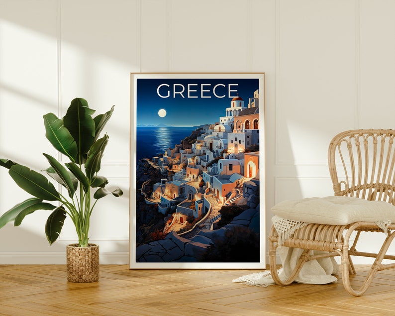 Santorini Travel Poster, Greece Wall Art, Greece Print, Santorini Poster, Greece Poster, Santorini Print, Greek Islands Poster