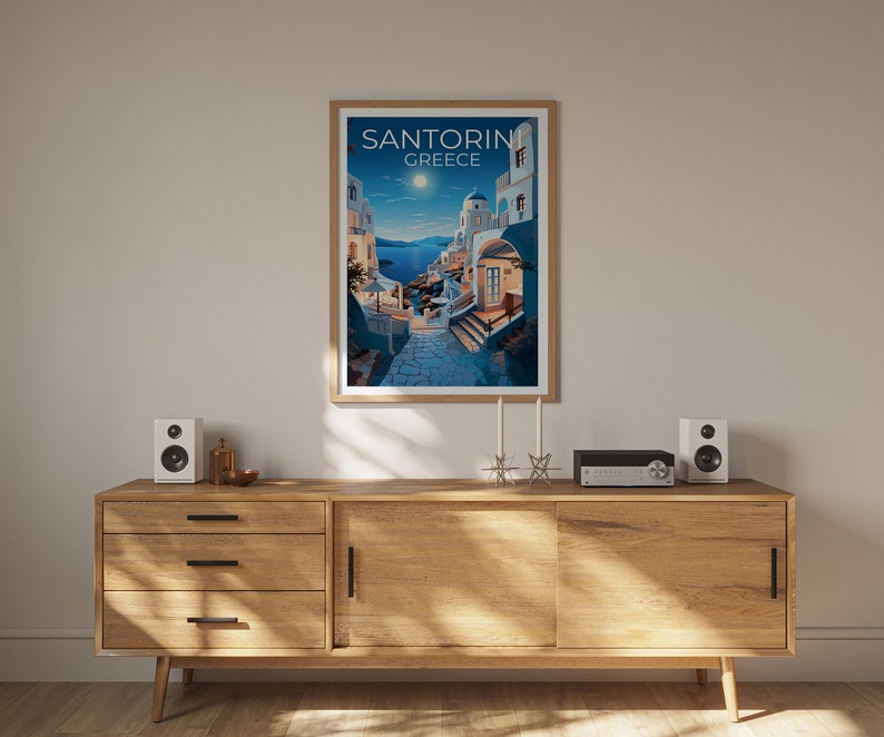 Santorini Travel Poster, Greece Wall Art, Greece Print, Santorini Poster, Greece Poster, Santorini Print, Greek Islands Poster