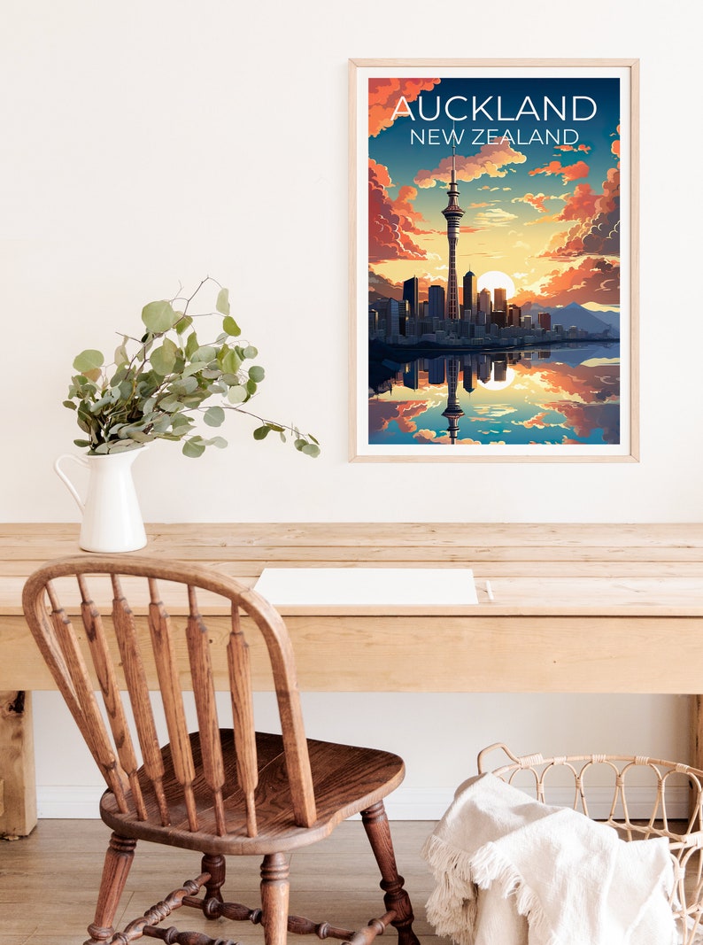 Auckland Travel Poster, New Zealand Wall Art, New Zealand Print, Auckland Poster, New Zealand Poster, Sky Tower Poster, Auckland Print