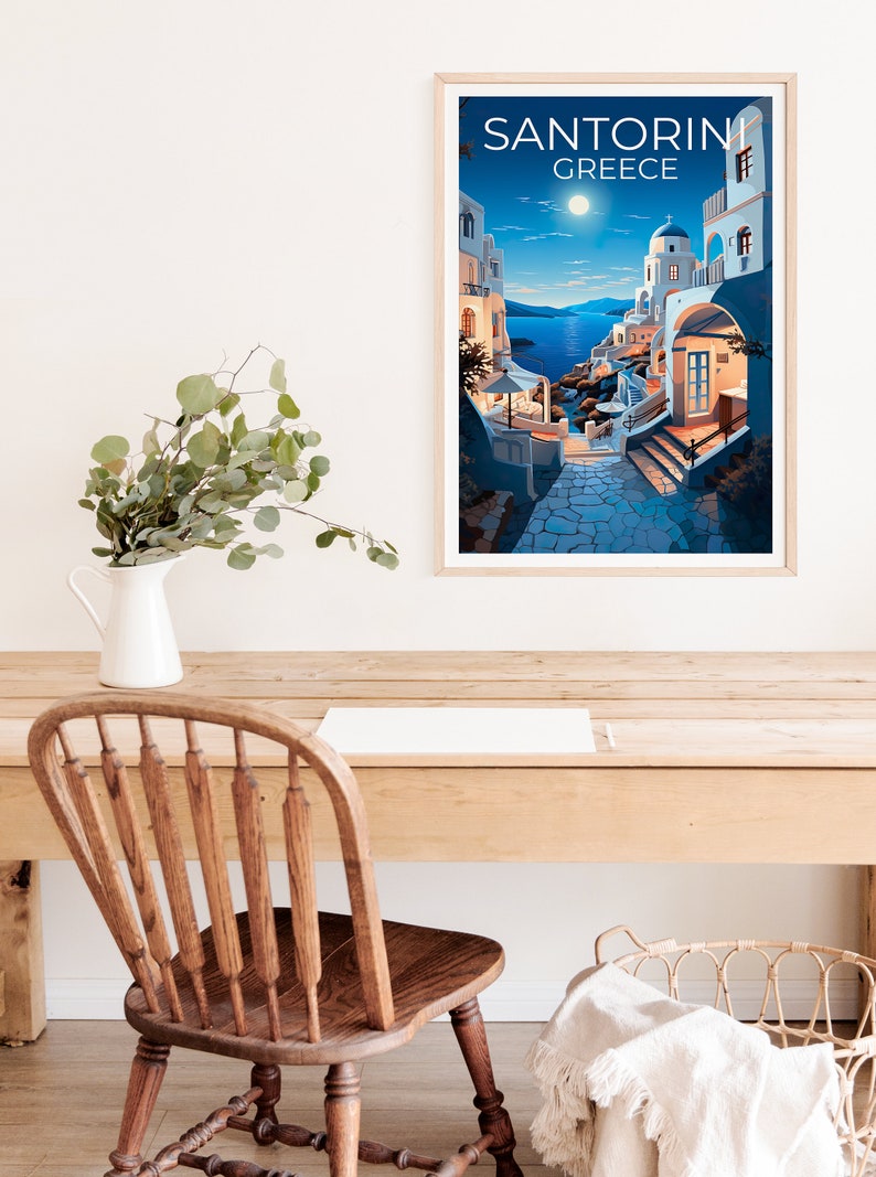 Santorini Travel Poster, Greece Wall Art, Greece Print, Santorini Poster, Greece Poster, Santorini Print, Greek Islands Poster