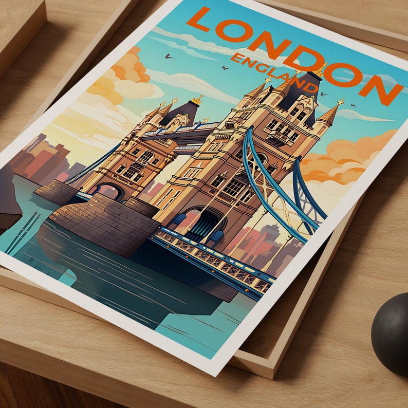 London Travel Poster, England Wall Art, England Print, London Poster, Tower Bridge Poster, City Poster, London Print