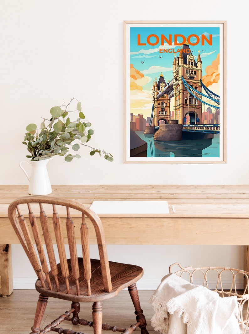 London Travel Poster, England Wall Art, England Print, London Poster, Tower Bridge Poster, City Poster, London Print