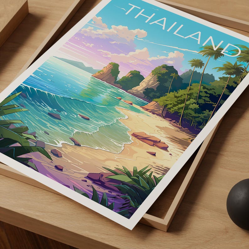 Thailand Poster, Thailand Print, Beach Poster, Beach Print, Thailand Travel Poster, Asia Poster, Thailand Beach Art