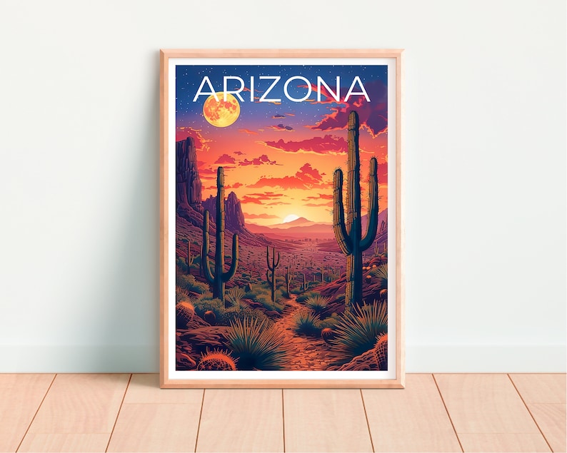 Arizona Poster, Arizona Print, Desert Poster, Desert Print, Arizona Travel Poster, Cactus Poster, Arizona Art