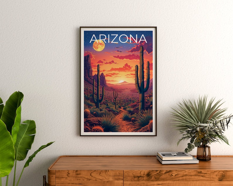 Arizona Poster, Arizona Print, Desert Poster, Desert Print, Arizona Travel Poster, Cactus Poster, Arizona Art