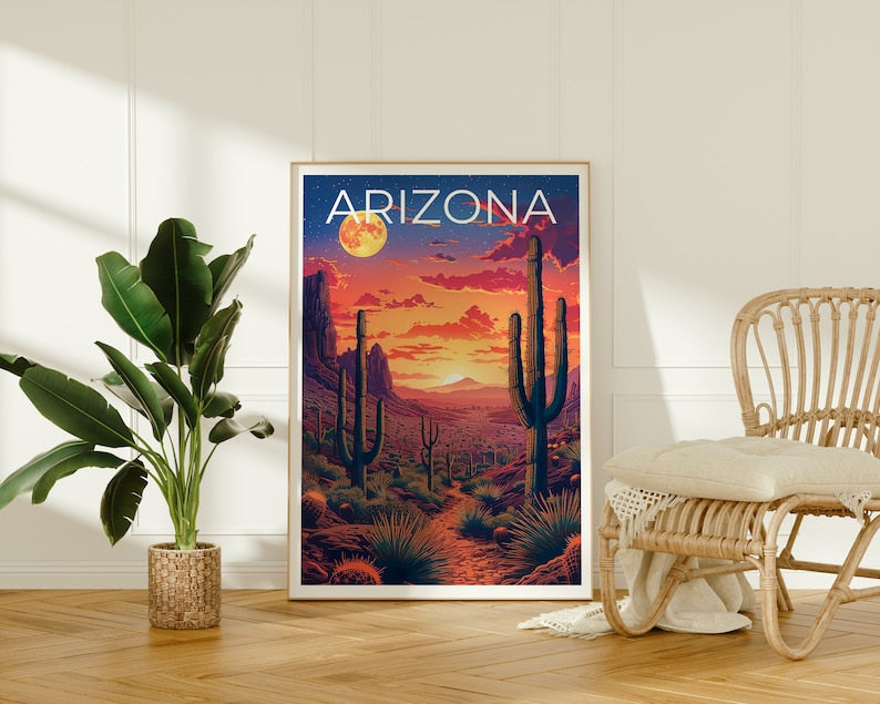 Arizona Poster, Arizona Print, Desert Poster, Desert Print, Arizona Travel Poster, Cactus Poster, Arizona Art