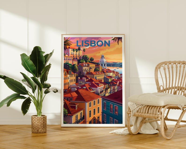 Lisbon Travel Poster, Portugal Print, Lisbon City Wall Art, Portugal Illustration, Portugal Poster, Home Decor, Birthday Gift